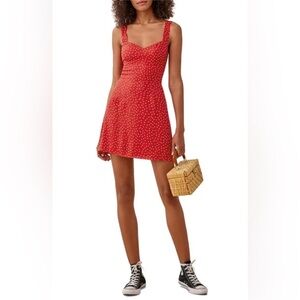 Reformation Red and White Polka Dot Mini Dress